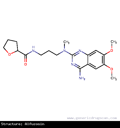 Generic Drug Alfuzosin prescribed For the reduction of urinary obstruction and relief of associated manifestations (eg. sensation of incomplete bladder emptying or straining, urgenc...